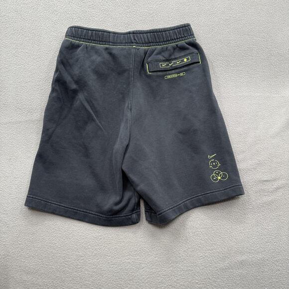 Nike Shorts Mens Small Black Club Fleece Graphic Swoosh Neon Stitch Pockets - Picture 2 of 8